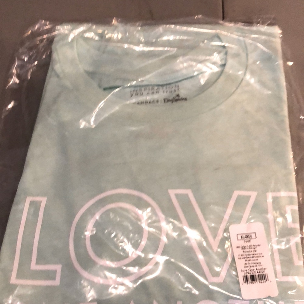 Love one another XL ladies t-shirt. NWT   mint green. Short sleeve.sealed in bag